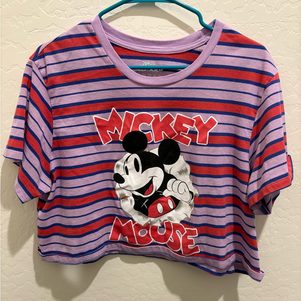 Mickey Mouse Striped Crop Top Women’s Size XL